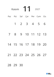 Büyük tarihli ve yüksek okunabilirliğe sahip dikey aylık takvim şablonu