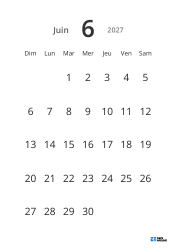 Modèle de calendrier mensuel portrait avec grandes dates et haute lisibilité