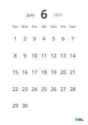 Gut lesbare Monatskalender-Vorlage im Hochformat mit großen Datumszahlen