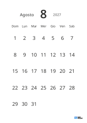 Modello di calendario mensile verticale con date grandi e alta leggibilità