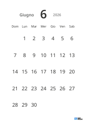 Modello di calendario mensile verticale con date grandi e alta leggibilità