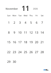 Portrait monthly calendar template with large dates and high readability