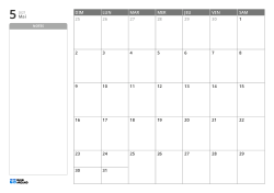 Modèle de calendrier mensuel au format paysage avec un large espace de notes non ligné à gauche et une grille mensuelle 7×5 à droite.