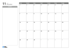 Monatskalendervorlage im Querformat mit einem breiten, unlinierten Notizbereich links und einem 7×5-Monatsraster rechts.