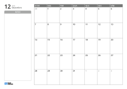 Modelo de calendário mensal horizontal com um amplo espaço de notas sem linhas à esquerda e uma grade mensal 7×5 à direita.