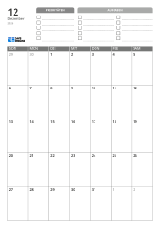 Oben befinden sich Prioritäten und eine TO-DO-Liste. Unten steht ein Monatskalender im 7-Spalten × 5-Zeilen-Layout – Monatskalender-Vorlage (Hochformat).