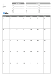 In alto sono presenti le priorità e una lista DA FARE. In basso un calendario mensile in griglia 7 colonne × 5 righe – modello di calendario mensile (Verticale).