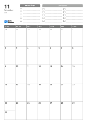 Oben befinden sich Prioritäten und eine TO-DO-Liste. Unten steht ein Monatskalender im 7-Spalten × 5-Zeilen-Layout – Monatskalender-Vorlage (Hochformat).