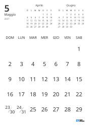 Modello di calendario mensile con solo le date e mini calendari del mese precedente e successivo (Verticale)