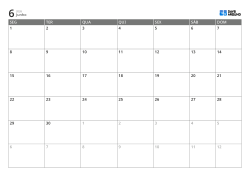Modelo de calendário mensal de 6 semanas com início na segunda-feira, dias úteis ampliados e fim de semana posicionado ao final da semana, calendário para impressão