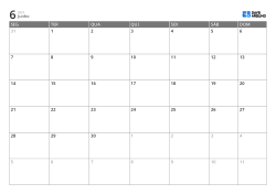 Modelo de calendário mensal de 6 semanas com início na segunda-feira, dias úteis ampliados e fim de semana posicionado ao final da semana, calendário para impressão