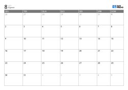 Modelo de calendário mensal de 6 semanas com início na segunda-feira, dias úteis ampliados e fim de semana posicionado ao final da semana, calendário para impressão