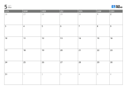 Modèle de calendrier mensuel sur 6 semaines avec début le lundi, cases élargies en semaine et week-end placé en fin de semaine, calendrier imprimable
