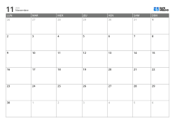 Modèle de calendrier mensuel sur 6 semaines avec début le lundi, cases élargies en semaine et week-end placé en fin de semaine, calendrier imprimable