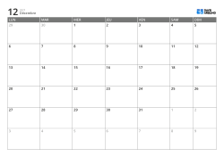 Modèle de calendrier mensuel sur 6 semaines avec début le lundi, cases élargies en semaine et week-end placé en fin de semaine, calendrier imprimable