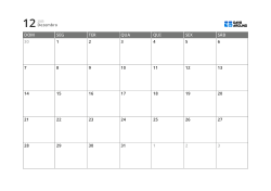 Modelo de calendário mensal de 5 semanas que combina caixas de datas e margens para notas e planejamento (horizontal)