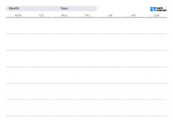 Undated monthly calendar template in landscape layout with selectable Sunday or Monday start and flexible 5-week or 6-week layouts, featuring open daily sections for flexible planning and notes