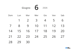 Modello di calendario mensile orizzontale con date grandi e alta leggibilità