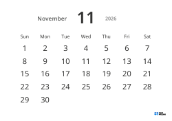 Landscape monthly calendar template with large dates and high readability