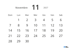 Modello di calendario mensile orizzontale con date grandi e alta leggibilità