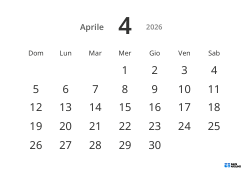 Modello di calendario mensile orizzontale con date grandi e alta leggibilità