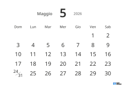 Modello di calendario mensile orizzontale con date grandi e alta leggibilità