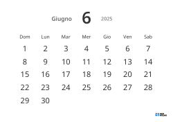 Modello di calendario mensile orizzontale con date grandi e alta leggibilità