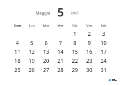 Modello di calendario mensile orizzontale con date grandi e alta leggibilità