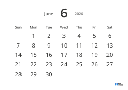 Landscape monthly calendar template with large dates and high readability