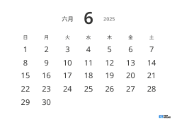 日付を大きく表示した、視認性の高い横向き月間カレンダーテンプレート