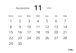 Plantilla de calendario mensual horizontal con fechas grandes y alta legibilidad