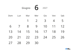 Modello di calendario mensile orizzontale con date grandi e alta leggibilità