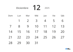 Plantilla de calendario mensual horizontal con fechas grandes y alta legibilidad