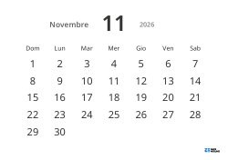 Modello di calendario mensile orizzontale con date grandi e alta leggibilità
