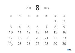 日付を大きく表示した、視認性の高い横向き月間カレンダーテンプレート