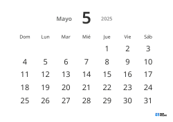 Plantilla de calendario mensual horizontal con fechas grandes y alta legibilidad