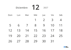 Plantilla de calendario mensual horizontal con fechas grandes y alta legibilidad
