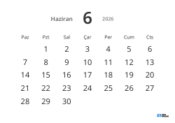 Büyük tarihli ve yüksek okunabilirliğe sahip yatay aylık takvim şablonu