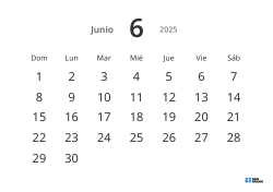 Plantilla de calendario mensual horizontal con fechas grandes y alta legibilidad