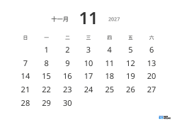 大号日期、高可读性的横向月历模板