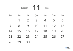 Büyük tarihli ve yüksek okunabilirliğe sahip yatay aylık takvim şablonu