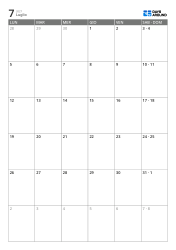Calendario mensile verticale a 6 settimane con feriali ampliati e weekend unificato