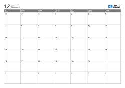 Calendrier mensuel au format 7 colonnes × 6 lignes – modèle (Horizontal).