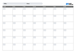 Calendário mensal em formato paisagem para preencher à mão com campos arredondados, opções de início no domingo ou segunda-feira e layouts de 5 ou 6 semanas