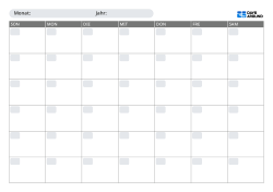 Monatskalender im Querformat zum handschriftlichen Eintragen mit abgerundeten Datumsfeldern sowie frei wählbarem Sonntag- oder Montagstart und 5- oder 6-Wochen-Layout