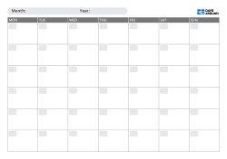 Write-in landscape monthly calendar template for printing with rounded date boxes, Sunday or Monday start options, and flexible 5-week or 6-week layouts