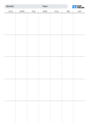 Undated monthly calendar template in portrait layout with selectable Sunday or Monday start and flexible 5-week or 6-week layouts, featuring dotted vertical dividers for a more open writing space