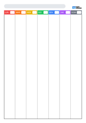 Planner settimanale verticale senza date con 7 giorni colorati e ampi spazi di scrittura per organizzare la settimana