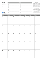 At the top are a TO-DO list and previous/next month mini calendars. At the bottom is a monthly calendar in a 7-column × 5-row layout – monthly calendar template (Vertical).