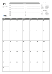 At the top are a TO-DO list and previous/next month mini calendars. At the bottom is a monthly calendar in a 7-column × 5-row layout – monthly calendar template (Vertical).